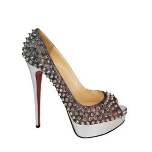 Christian Louboutin Metallic Lady Peep Spikes 150 Pumps
